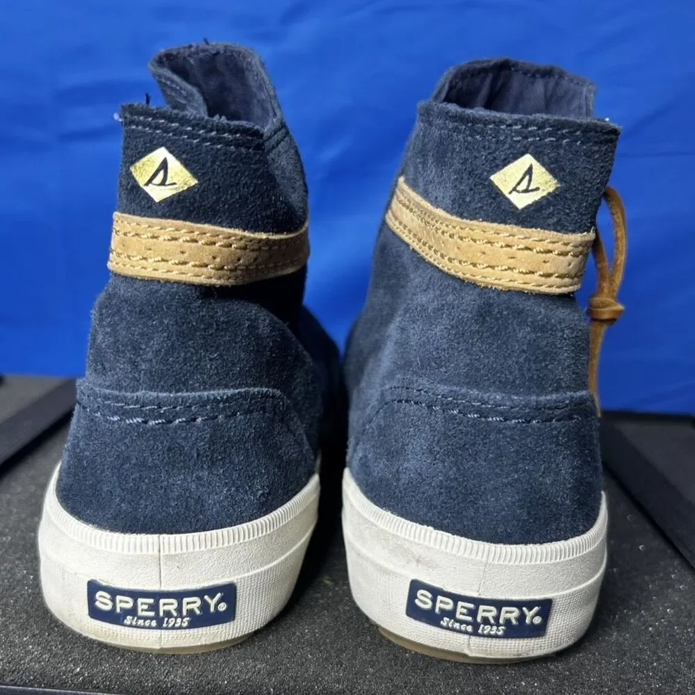 Sperry Womens Blue Top-Sider Crest Lug Zone Suede Boots Sz 9 Nautical Coastal